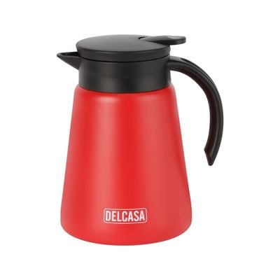 Delcasa 800 Ml Coffee Pot- Dc3280/ Double Wall Vacuum Insulated With Stainless Steel Inner And Sturdy Outer Body/ Keeps Your Drinks Hot Or Cold, Asbestos-Free And Hygienic/ Leak-Proof And Portable Design/ Suitable For Indoor And Outdoor Use/ Red And Black