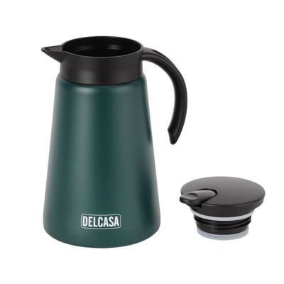 Delcasa 1000 Ml Coffee Pot- Dc3281/ Double Wall Vacuum Insulated With Stainless Steel Inner And Sturdy Outer Body/ Keeps Your Drinks Hot Or Cold, Asbestos-Free And Hygienic/ Leak-Proof And Portable Design/ Suitable For Indoor And Outdoor Use/ Green And Black