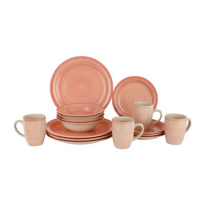 Delcasa 16 Piece Stoneware Dinner Set- Dc3179/ Includes Dinner And Side Plates, Soup Bowls And Mugs/ Dishwasher-Safe, Microwave-Safe And Freezer-Safe/ Eco-Friendly And Food-Grade/ Perfect For Home, Gifting, Etc./ Pink