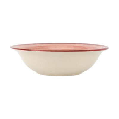 Delcasa 7" Stoneware Soup Bowl- Dc3182/ Handcrafted Paint Series, Elegant Color/ Perfect For Serving And Eating Soups / Lightweight, Serveware, Dishwasher-Safe And Microwave Safe/ White And Red 