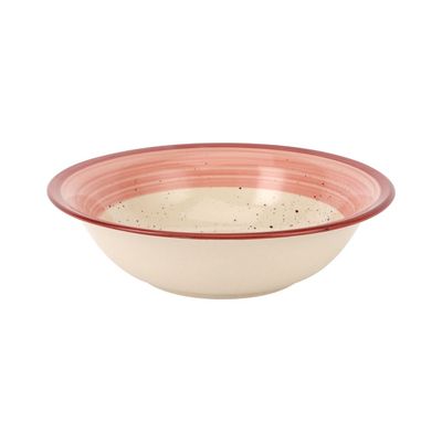 Delcasa 7" Stoneware Soup Bowl- Dc3182/ Handcrafted Paint Series, Elegant Color/ Perfect For Serving And Eating Soups / Lightweight, Serveware, Dishwasher-Safe And Microwave Safe/ White And Red 