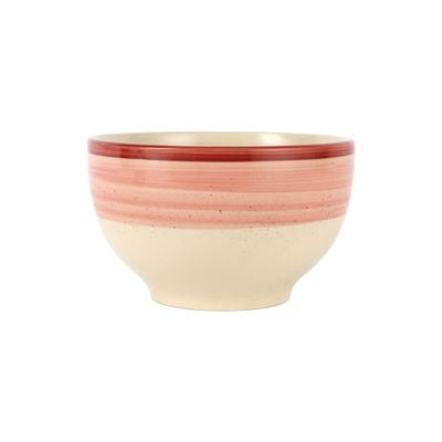 Delcasa 5.5" Stoneware Soup Bowl- Dc3183/ Handcrafted Paint Series, Elegant Color/ Perfect For Serving And Eating Soups / Lightweight, Serveware, Dishwasher-Safe And Microwave Safe/ White And Red 