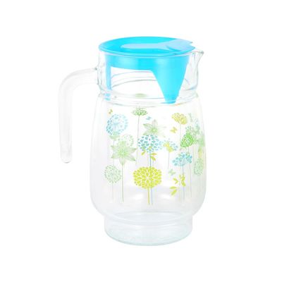 Delcasa 7-Piece Victoria Glass Water Jug And Cup Set- Dc3382/ Includes 1500 Ml Carafe And 6 230 Ml Glasses/ With Lid, Pouring Spout, For Iced Tea, Juice, Milk, Coffee, Lemonade, Hot And Cold/ Food-Grade And Freezer And Dishwasher Safe/ Clear