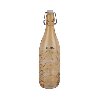 Delcasa 1000 Ml Water Bottle- Dc3307/ Transparent Glass Bottles With Plastic Cork Lid, For Home, Office And Gym/ Leak-Proof And Eco-Friendly/ Food-Grade And Elegant Design/ Brown