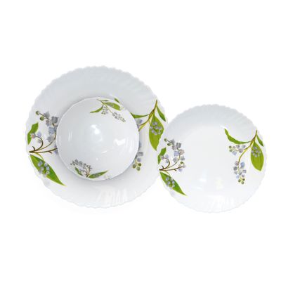 Delcasa 12 Piece Botanical Bliss Opalware Dinner Set- Dc3303/ Includes Dinner And Dessert Plates, And Serving Bowls/ Dishwasher-Safe, Freezer And Microwave Safe/ Chip-Resistant And Food-Grade/ White And Green