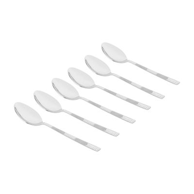 Delcasa 6-Piece Table Spoon- Dc2869/ 19 Cm, Stylish, Light-Weight And 100% Food-Grade/ Stainless Steel Construction, For Preparing And Serving Food, Suitable For Dining Table, Home And Restaurant, Dishwasher-Safe / Silver 