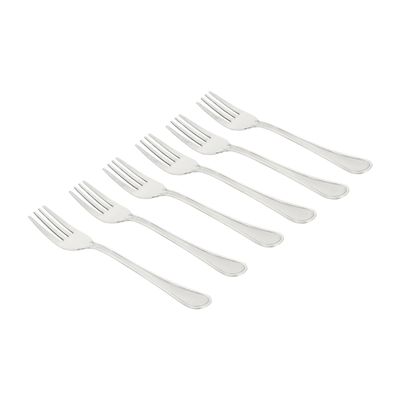 Delcasa 6-Piece Cake Fork- Dc3318/ 14 Cm, Stylish And Light-Weight, 100% Food-Grade, Stainless Steel Construction/ Suitable For Dining Table, Home And Restaurant/ Ideal For Desserts, Pasta, Rice Dishes, Meat, Vegetables, Dishwasher-Safe/ Silver 