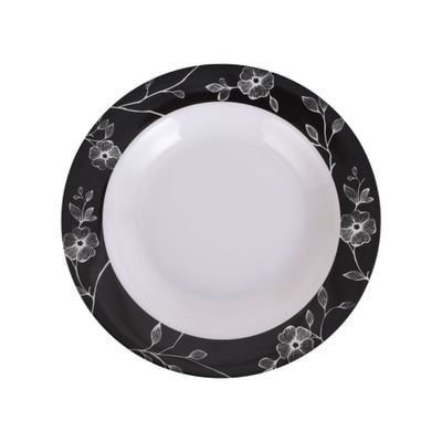 Delcasa 10" Melamine Round Deep Plate- Dc3397/ Set Of 4, Elegant Color, Perfect For Serving And Eating Soups, Salads, Snacks, Etc./ Lightweight, Serveware, Safe For Dishwasher, Freezer And Microwave Safe/ White And Black