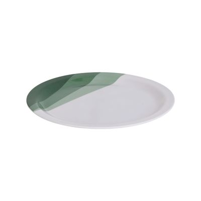 Delcasa 11" Melamineware Dinner Plate- Dc3415/ Light-Weight And Food-Grade Plates With Elegant Design/ Perfect For Serving And Eating Main Course Meals, Dishwasher Safe/ White And Green