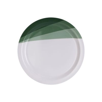 Delcasa 11" Melamineware Dinner Plate- Dc3415/ Light-Weight And Food-Grade Plates With Elegant Design/ Perfect For Serving And Eating Main Course Meals, Dishwasher Safe/ White And Green