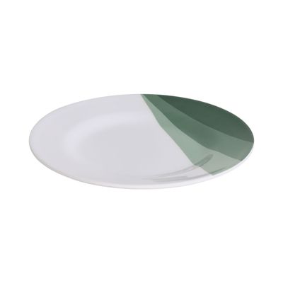 Delcasa 10" Melamineware Flat Plate- Dc3417/ Elegant Color, Perfect For Entrees, Pasta, Salads, Desserts, Sandwiches, Steaks, Main Course Meals/ Lightweight Flatware, Serveware, Dishwasher-Safe And Microwave And Freezer Safe / White And Green