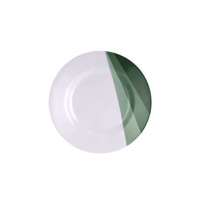 Delcasa 8" Melamineware Flat Plate- Dc3419/ Elegant Color, Perfect For Entrees, Pasta, Salads, Desserts, Sandwiches, Steaks, Main Course Meals/ Lightweight Flatware, Serveware, Dishwasher-Safe And Microwave And Freezer Safe / White And Green