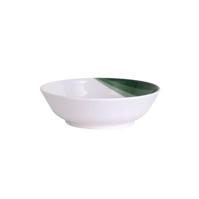 Delcasa 8.5" Melamineware Serving Bowl- Dc3421/ White Bowl With Elegant Green Print, Non-Toxic And Hygienic/ Food-Grade Material, Dishwasher Safe/ Perfect For Serving Appetizer, Snack, Dessert, Sushi, Salad, Pasta, Fish, Rice, Etc.