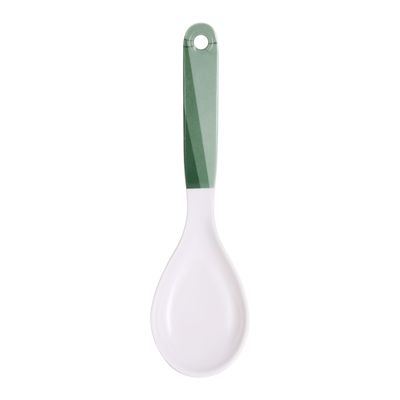 Delcasa Melamine Rice Spoon- Dc3429/ Ideal For Serving, Mixing, Baking, Stirring And Cooking Curry, Sauces, Pasta, Etc./ Comfortable Handle, Elegant And Lightweight Design, Food-Grade/ Safe For Microwave Oven And Dishwasher/ White And Green