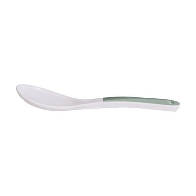 Delcasa Melamine Rice Spoon- Dc3429/ Ideal For Serving, Mixing, Baking, Stirring And Cooking Curry, Sauces, Pasta, Etc./ Comfortable Handle, Elegant And Lightweight Design, Food-Grade/ Safe For Microwave Oven And Dishwasher/ White And Green