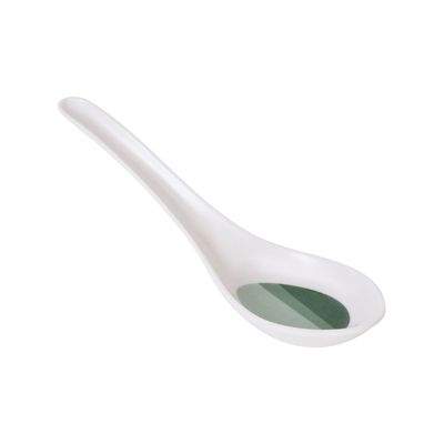 Delcasa 5.5" Melamineware Soup Spoon- Dc3430/ Stylish Design, Light-Weight And 100% Food-Grade/ Suitable For Dining Table, Home And Restaurant For Soup, Stew, Etc./ Dishwasher-Safe And Chip-Resistant/ White And Green