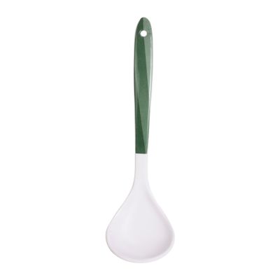 Delcasa 9" Melamine Soup Spoon- Dc3431/ Ideal For Serving Soups, Curry, Sauces, Etc./ Deep Ladle With A Comfortable Handle/ Elegant And Lightweight Design, Food-Grade With Wide Bowl/ White And Green