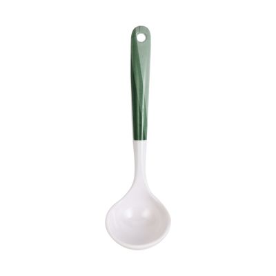 Delcasa 8" Melamine Soup Spoon- Dc3432/ Ideal For Serving Soups, Curry, Sauces, Etc./ Deep Ladle With A Comfortable Handle/ Elegant And Lightweight Design, Food-Grade With Wide Bowl/ White And Green