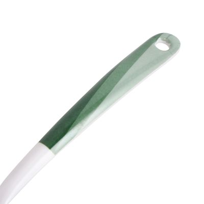 Delcasa 8" Melamine Soup Spoon- Dc3432/ Ideal For Serving Soups, Curry, Sauces, Etc./ Deep Ladle With A Comfortable Handle/ Elegant And Lightweight Design, Food-Grade With Wide Bowl/ White And Green