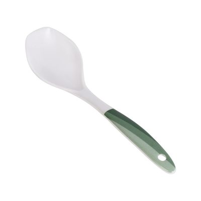 Delcasa 8" Melamine Serving Spoon- Dc3433/ With Comfortable Handle, Ideal For Cooking And Serve Food, Curry, Rice/ Kitchen Utensils For Nonstick Pans And Cookware/ Safe For Microwave Oven And Dishwasher, Sturdy, Lightweight And Heat Resistant/ White And Green