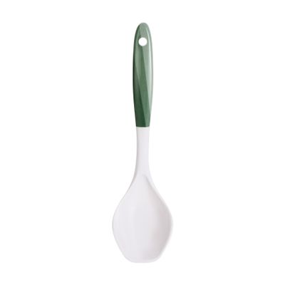 Delcasa 8" Melamine Serving Spoon- Dc3433/ With Comfortable Handle, Ideal For Cooking And Serve Food, Curry, Rice/ Kitchen Utensils For Nonstick Pans And Cookware/ Safe For Microwave Oven And Dishwasher, Sturdy, Lightweight And Heat Resistant/ White And Green