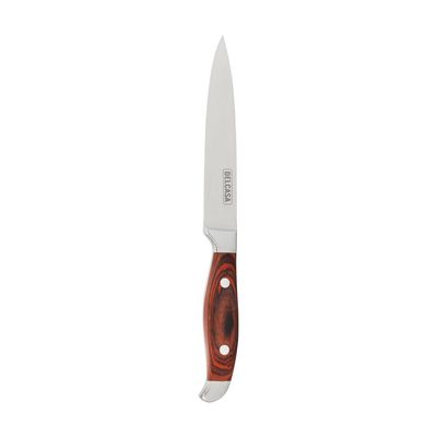 Delcasa 5" Utility Knife- Dc3443/ Ergonomic Design With Comfortable Wooden Handle And Sharp Stainless Steel Head/ Perfect For Residential And Commercial Use/ Silver And Brown