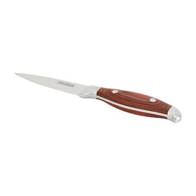 Delcasa 4" Paring Knife- Dc3444/ With Ultra Sharp Stainless Steel Blades, Forged Wooden Handle/ 100% Food-Grade, Suitable For Dining Table, Home And Restaurant/ Perfect For Cutting Small Vegetables, Peeling Fruits, Etc./ Silver And Brown