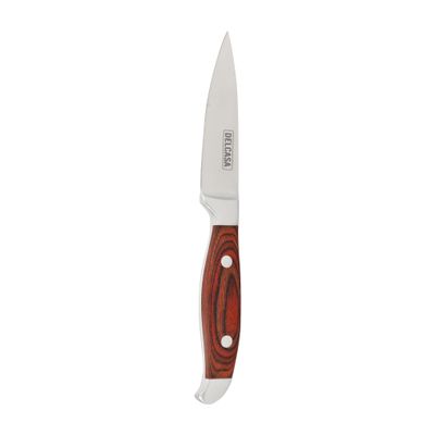 Delcasa 4" Paring Knife- Dc3444/ With Ultra Sharp Stainless Steel Blades, Forged Wooden Handle/ 100% Food-Grade, Suitable For Dining Table, Home And Restaurant/ Perfect For Cutting Small Vegetables, Peeling Fruits, Etc./ Silver And Brown