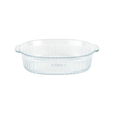 Delcasa 1800 Ml Oval Glass Baking Casserole With Lid-Dc3311/ Fluted Design, Borosilicate Bowl, Perfect For Baking And Serving/ Safe For Freezer, Dishwasher/ Perfect For Casseroles, Lasagnas, Marinating Meats And Vegetables, Oven-Safe