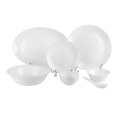 Delcasa 33 Piece Opalware Dinner Set- Dc3391/ Includes Oval Plate, Dinner, Flat And Soups Plates, Shallow Bowls And Soup Spoons/ Dishwasher-Safe, Freezer And Microwave Safe/ Chip-Resistant And Food-Grade/ White 