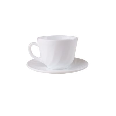 Delcasa 12 Piece Opalware Cup And Saucer Set- Dc3401/ 6 200 Ml Tea Cups And 6 Saucers/ Heat-Resistant, Scratch-Resistant, Perfect For Serving Teas, Coffee, Double Espresso, Latte, Cafe Mocha, And Other Beverages/ Safe For Microwave, Dishwasher And Freezer/ White 