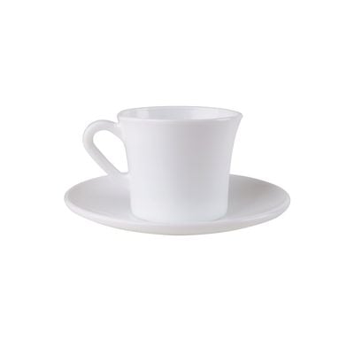 Delcasa 12 Piece Opalware Cup And Saucer Set- Dc3403/ 6 200 Ml Tea Cups And 6 Saucers/ Heat-Resistant, Scratch-Resistant, Perfect For Serving Teas, Coffee, Double Espresso, Latte, Cafe Mocha, And Other Beverages/ Safe For Microwave, Dishwasher And Freezer/ White