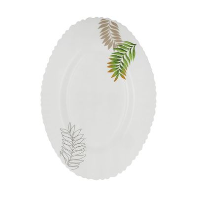 Delcasa 13" Opalware Oval Plate- Dc3398/ Elegant Color And Print/ Perfect For Serving Rice, Noodles, Pasta, Salad/ Lightweight Dinnerware, Serveware, Dishwasher-Safe And Microwave Safe / White