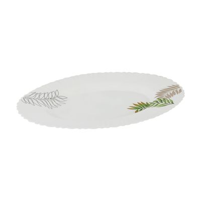 Delcasa 13" Opalware Oval Plate- Dc3398/ Elegant Color And Print/ Perfect For Serving Rice, Noodles, Pasta, Salad/ Lightweight Dinnerware, Serveware, Dishwasher-Safe And Microwave Safe / White