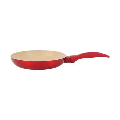 Delcasa 20 Cm Non-Stick Frypan- Dc3409/ Strong Aluminum Body With Marble Coating And Heat Resistant Bakelite Handle/ Induction Bottom, Compatible With Hot Plate, Halogen, Ceramic And Gas Stovetops/ Perfect For Frying, Sauting, Tempering/ White And Red 