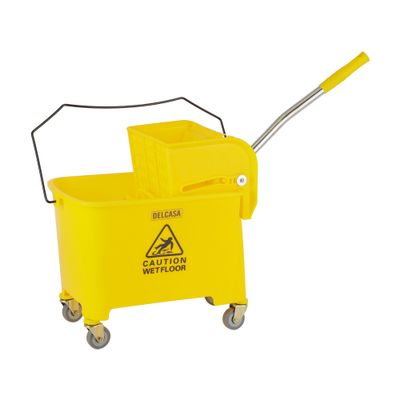 Delcasa 20 L Professional Mop Wringer Trolley- Dc3437/ 360-Degree Rotating Wheels, Pp Body, Stainless Steel Handle/ Hands-Free, No Spill No Damage, Perfect For Home, Office, Hospitals, Schools, Public Places/ Yellow