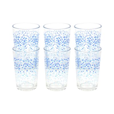 Delcasa 230 Ml Transparent Glass Tumbler Set- Dc3449/ Multi-Purpose, Perfect For Hot And Cold Beverages Like Tea, Coffee, Water, Juices/ Lead-Free, Crystal Clear Construction/ Resistant To Breakage, Chipping, Scratching/ Sturdy And Creative Design/ Pack Of 6, Blue