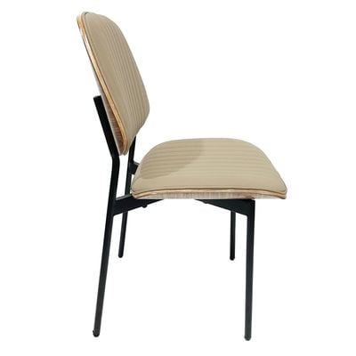 Maple Home Dining Chair Leather Wooden Frame Backrest  Black Metal Legs Modern Kitchen Lounge Living Accent Restaurant Furniture