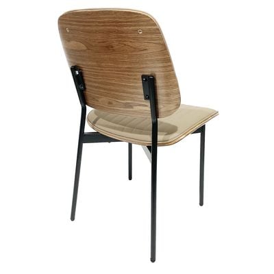 Maple Home Dining Chair Leather Wooden Frame Backrest  Black Metal Legs Modern Kitchen Lounge Living Accent Restaurant Furniture