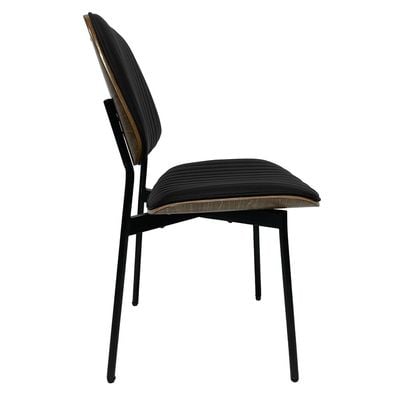 Maple Home Dining Chair Leather Wooden Frame Backrest  Black Metal Legs Modern Kitchen Lounge Living Accent Restaurant Furniture