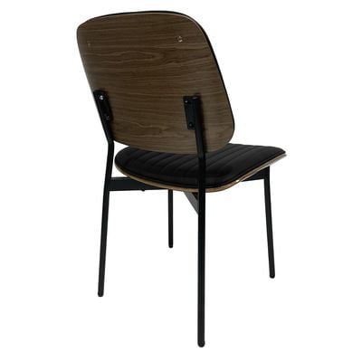 Maple Home Dining Chair Leather Wooden Frame Backrest  Black Metal Legs Modern Kitchen Lounge Living Accent Restaurant Furniture