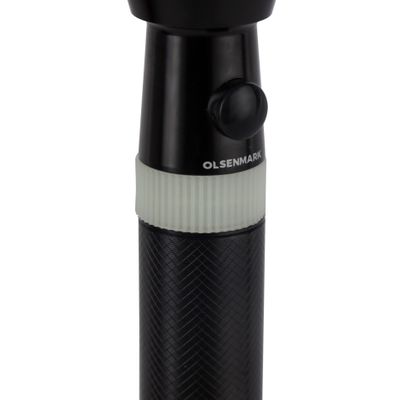 Olsenmark 2-IN-1 Rechargeable LED Flashlight- OMFL2821| 5 W CREE XPE LED, High Grade Aircraft Aluminum Alloy Housing| With High Lumens and 2000 M Real Range Distance, Perfect for Indoor and Outdoor Use| Pack of 2 Rechargeable Ni-Cd Battery Torch Lights| Black