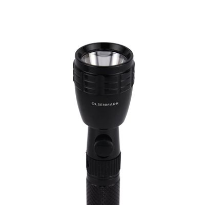 Olsenmark Rechargeable LED Flashlight- OMFL2832/ Lithium Battery, 3W LEDs, and Easy to Use/ Compact, Portable and Light-Weight Design and Long Hours/ Perfect for Indoor, Camping, Hiking, Walking and Outdoor Use/ Black, 2 Years Warranty