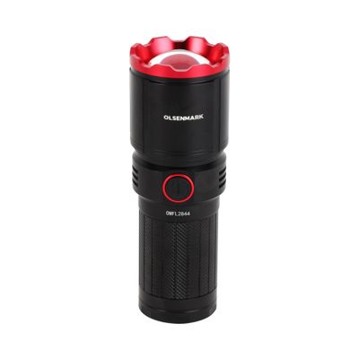 Olsenmark Waterproof LED Flashlight with Power Bank- OMFL2844/ 28 W, Perfect for Indoor and Outdoor Use, 15 Hours Continuous Working/ 3100 Lumens Torch Light, USB Charging, Charge Indicator/ Black