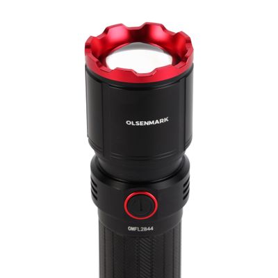 Olsenmark Waterproof LED Flashlight with Power Bank- OMFL2844/ 28 W, Perfect for Indoor and Outdoor Use, 15 Hours Continuous Working/ 3100 Lumens Torch Light, USB Charging, Charge Indicator/ Black