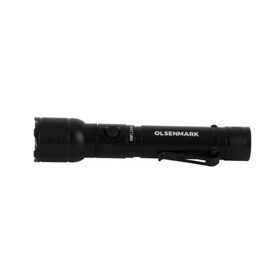 Olsenmark 10W Cree LED Flashlight-OMFL2846 / with USB Wire, 560 Lumens, Type-C Charging, 16.7 Hours Working Time, 272 Meters Real Range Distance/ Made from Aircraft Aluminum Alloy, Different Switch Modes, High Capacity Lithium Battery, / Black Color, Life Time Warranty for LED 
