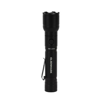 Olsenmark 10W Cree LED Flashlight-OMFL2846 / with USB Wire, 560 Lumens, Type-C Charging, 16.7 Hours Working Time, 272 Meters Real Range Distance/ Made from Aircraft Aluminum Alloy, Different Switch Modes, High Capacity Lithium Battery, / Black Color, Life Time Warranty for LED Olsenmark 10W Cree LED Flashlight-OMFL2846 / with USB Wire, 560 Lumens, Type-C Charging, 16.7 Hours Working Time, 272 Meters Real Range Distance/ Made from Aircraft Aluminum Alloy, Different Switch Modes, High Capacity Lithium Battery, / Black Color, Life Time Warranty for LED