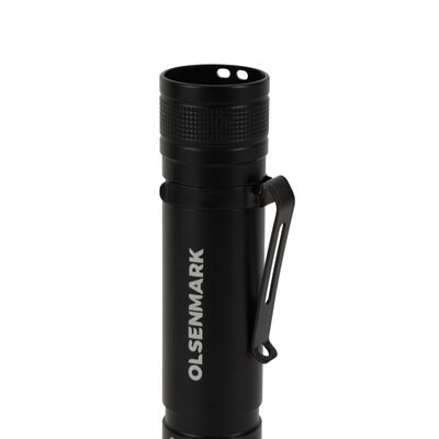 Olsenmark 10W Cree LED Flashlight-OMFL2846 / with USB Wire, 560 Lumens, Type-C Charging, 16.7 Hours Working Time, 272 Meters Real Range Distance/ Made from Aircraft Aluminum Alloy, Different Switch Modes, High Capacity Lithium Battery, / Black Color, Life Time Warranty for LED 