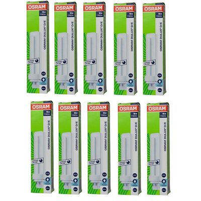 Osram [10-Pack] 4 -Pin 18W Dulux D/E 865-Energy Saving Cool Day Light Colour Fluorescent Lamp