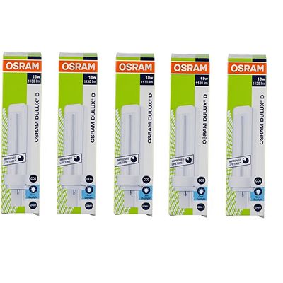 Osram [5-Pack] 2 -Pin 18W Dulux D 865-Energy Saving Cool Day Light Colour Fluorescent Lamp